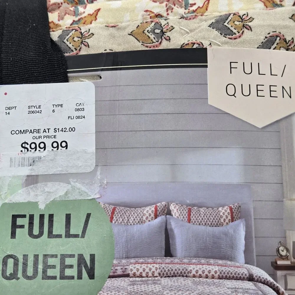 Rachel Zoe 100% Cotton Hand Stitched Quilt FULL QUEEN NEW COTTAGECORE Farmhouse